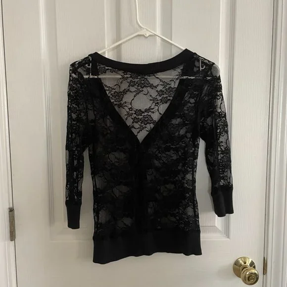 Bundle of 2 Black Lacy Tops - SzS - Picture 6 of 6